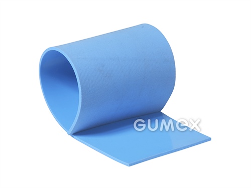 Silikónová guma pre laminácie 7001/40, hrúbka 1,5mm, šírka 1600mm, 50°ShA, VMQ, otlačok textilu na rubovej strane, -50°C/+200°C, modrá